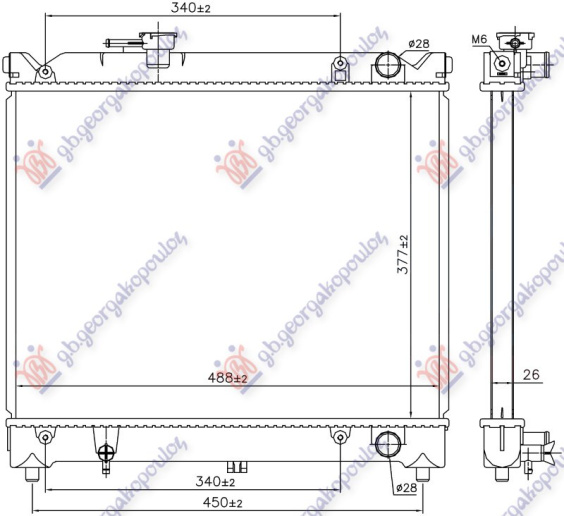 Hladnjak motora 1.6 benzin (375x490) (NRF)