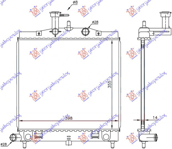 Hladnjak motora 1.0-1.1 benzin (355x395) (NRF)