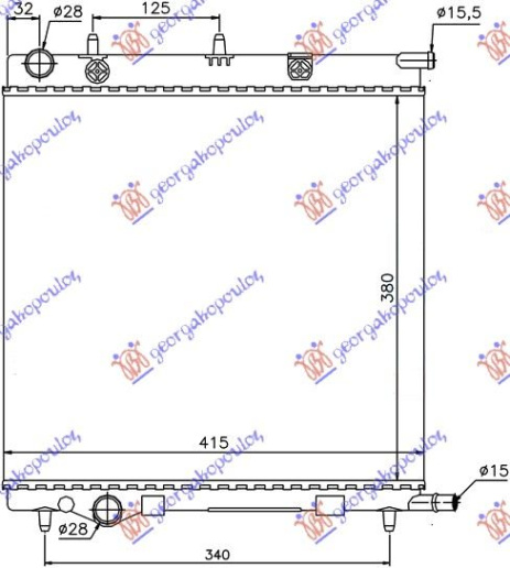 Hladnjak motora 1.1-1.4-1.6 benzin (380x390) (NRF)