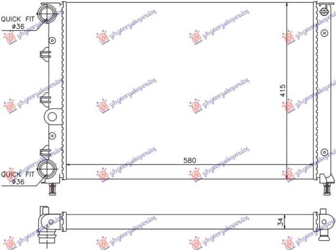 Hladnjak motora 1.6 TWINSPARK (580x410x34) (NRF)
