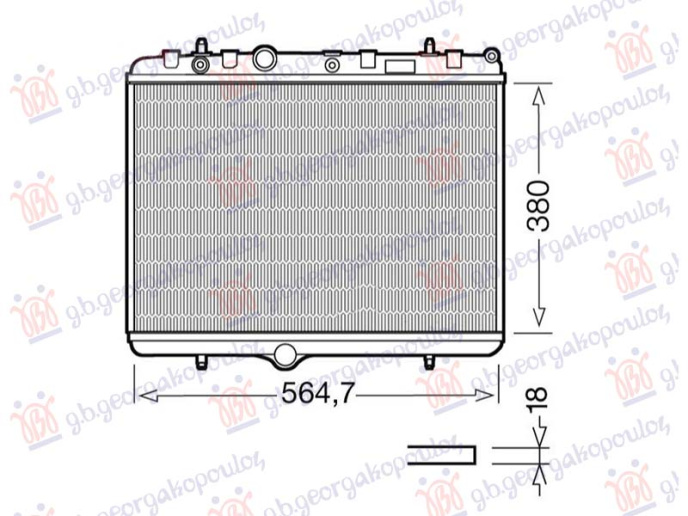 Hladnjak motora za benzin/dizel (38x55x1.8) sa nosačem ventilatora (HELLA)