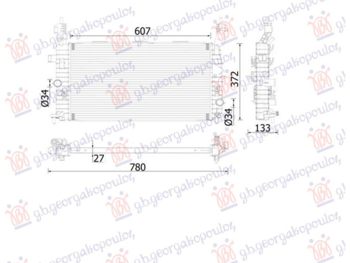 Hladnjak motora 1.7 CDTi dizel. ručni (610x360x26) (NRF)