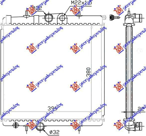 Hladnjak motora bez klime 1.1-1.6 (380x415) (VALEO)
