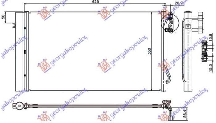 Hladnjak klime 2.0-3.0 turbo dizel (580x340x16) (NRF/KOYO)