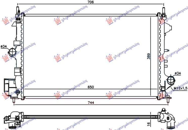 Hladnjak motora 1.6-1.8 benzin (650x405) (VALEO)