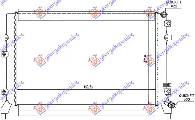 Dodatni hladnjak motora 1.0-1.2-1.4-1.6-1.9-2.0 TSI-TFSI-TDI-FSI benzin/dizel (625x400) (VALEO)