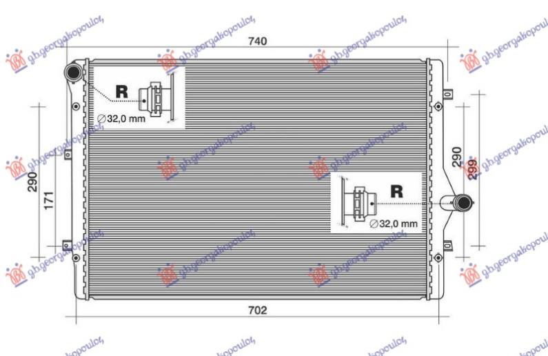 Hladnjak motora 1.8-2.0 TFSI benzin (650x450x32) (NRF)
