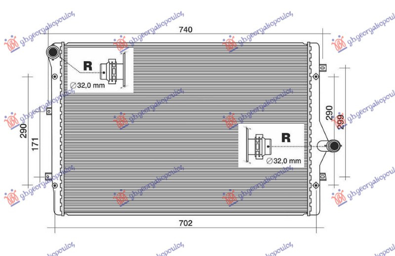 Hladnjak motora 1.8-2.0 TFSI benzin (650x450x32) (NRF)