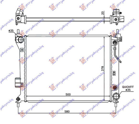 Hladnjak motora 1.2-1.4-1.6i benzin automatik (500x380x26) (VALEO)