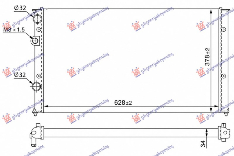 Hladnjak motora 1.0-1.4 benzin - 1.7 dizel (628x370) (mehanički) (VALEO)