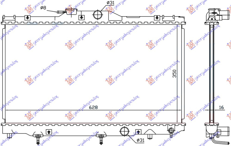 Hladnjak motora 1.4 benzin sa/bez klime (630x350) (VALEO)