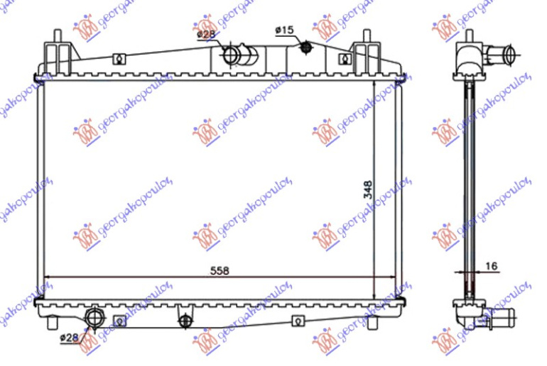 Hladnjak motora 1.4-1.6 dizel sa/bez klime (350x555x27) (NRF)