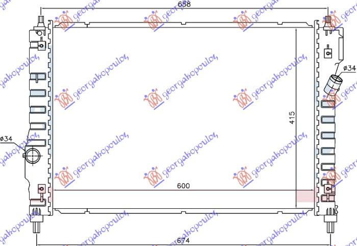 Hladnjak motora 1.6 benzin. ručni (600x415x16) (NRF/KOYO)