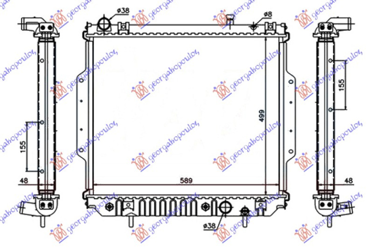 Hladnjak motora 2.7 CRD dizel. automatski (500x588x48) (VALEO)
