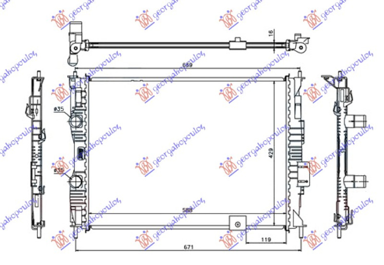 Hladnjak motora 2.0 benzin sa/bez klime (590x450) (NRF)