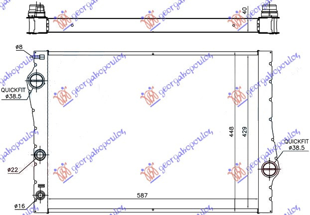 Hladnjak motora 3.0 benzin - 3.0 dizel (589x440x38) (HELLA)