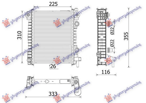 Dodatni hladnjak motora 2.0-2.9 benzin (225x310x26)