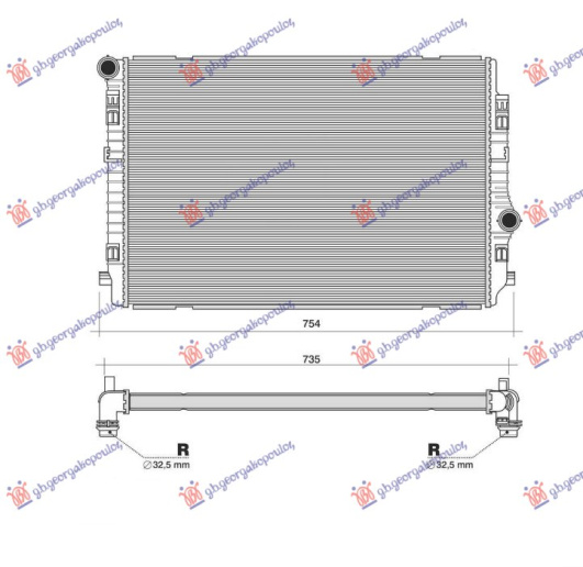 Hladnjak motora 2.0 TDI (135kW) dizel (650x450x32) (VALEO)