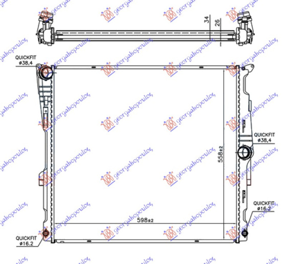 Hladnjak motora 3.0 (28iX KIN N52B30) benzin. automatski (600x560x26) (KOYO)