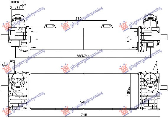Intercooler 2.0 benzin - 3.0 dizel (540x173x105)