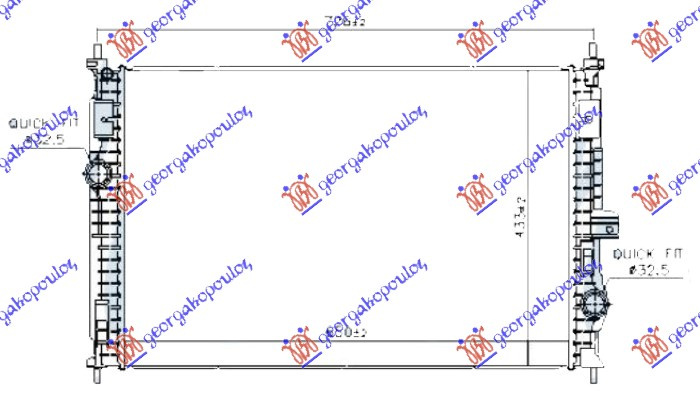 Hladnjak motora 1.2-1.6 benzin/hibrid - 1.5-1.6-2.0 dizel. ručni/automatski (650x433) (VALEO)