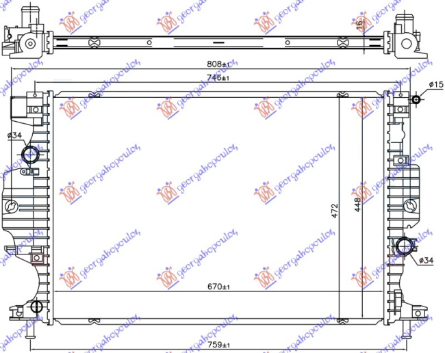 Hladnjak motora 1.0 EcoBoost-2.0 hibrid-2.5 benzin/1.5-1.6-(2.0 T7CE) TDCi/ECOnetic dizel (670x448) (NRF/KOYO)