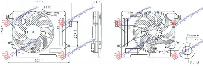 Ventilator 1.0 benzin - 1.5 TDCi (250W) (2 pina) (NISSENS)