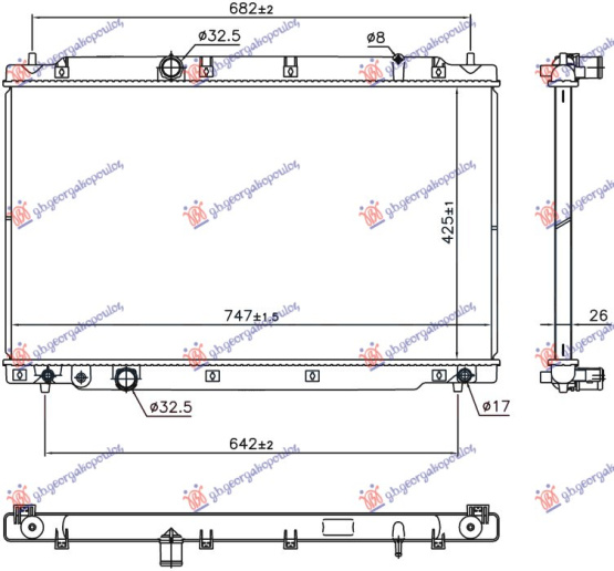 Hladnjak motora 1.5 VTEC benzin (425x747x26) (KOYO)