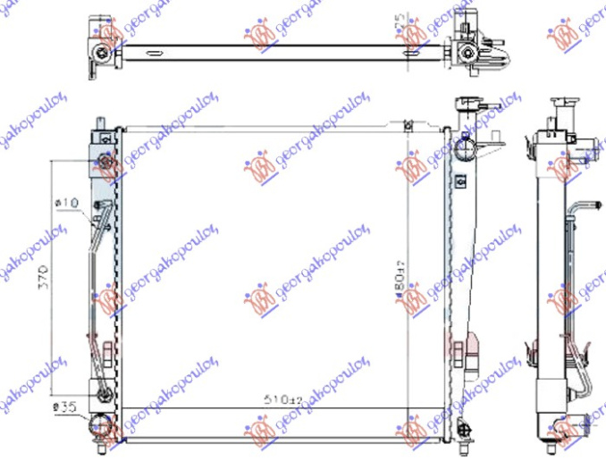 Hladnjak motora 2.0-2.2 CRDi dizel. automatski (510x480x26) (HELLA tip) (VALEO)