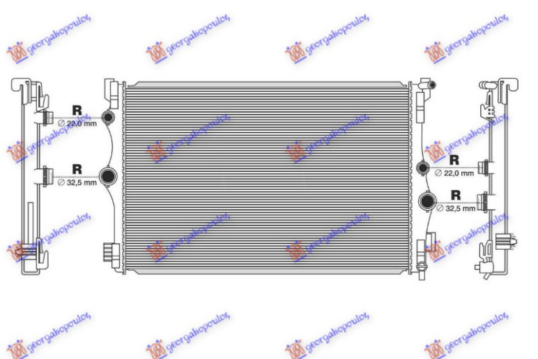 Hladnjak motora 1.3-2.0 benzin - 1.5-2.0 dizel. ručni (663x433) (NRF)