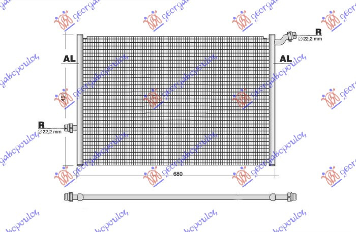 Dodatni hladnjak motora 1.6-2.0-2.2-3.0 benzin - 1.6-2.2 dizel (680x445) (NRF)