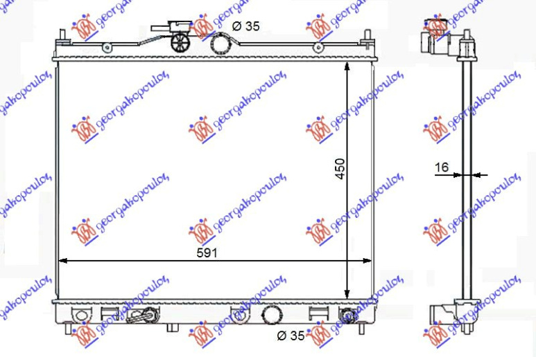 Hladnjak motora 1.6 benzin (450x590x16) (KOYO)