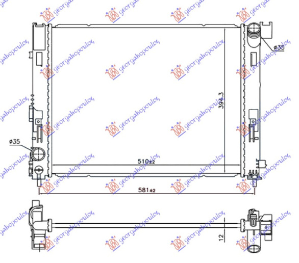 Hladnjak motora 0.9 IG-T benzin - 1.5 dCi dizel (510x395x12) (NRF)