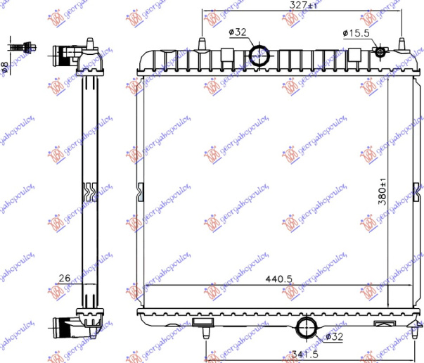 Hladnjak motora 2.0 HDi dizel/hibrid (380x440x26) (NRF)