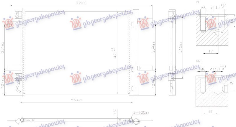 Hladnjak klime 1.2-1.6 benzin - 1.5 dizel (567x421x16) (NRF)