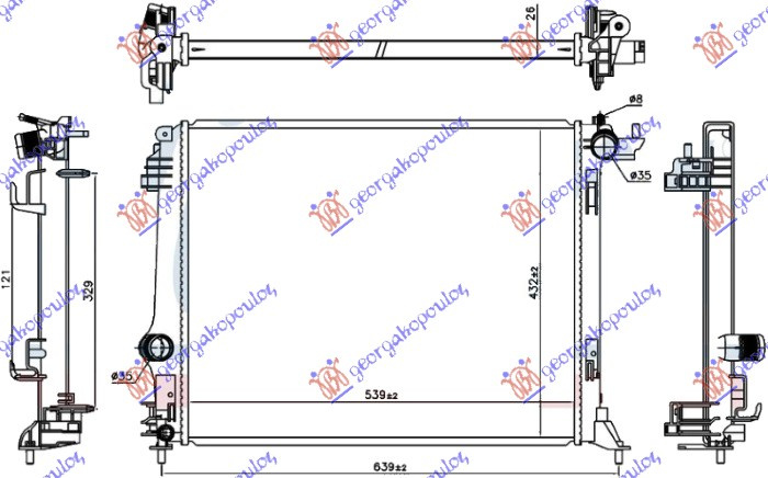 Hladnjak motora 1.2 Sce-TCe benzin - 1.6 dCi dizel (540x440x26) (KOYO)