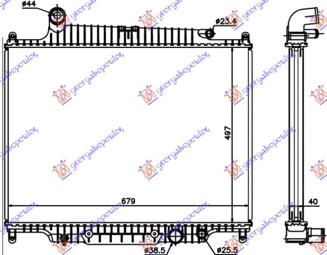 Hladnjak motora 3.6 TD dizel. automatski (495x680) (NRF)