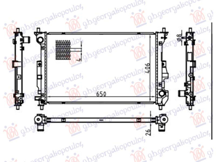 Hladnjak motora 1.4 benzin/hibrid (650x415)