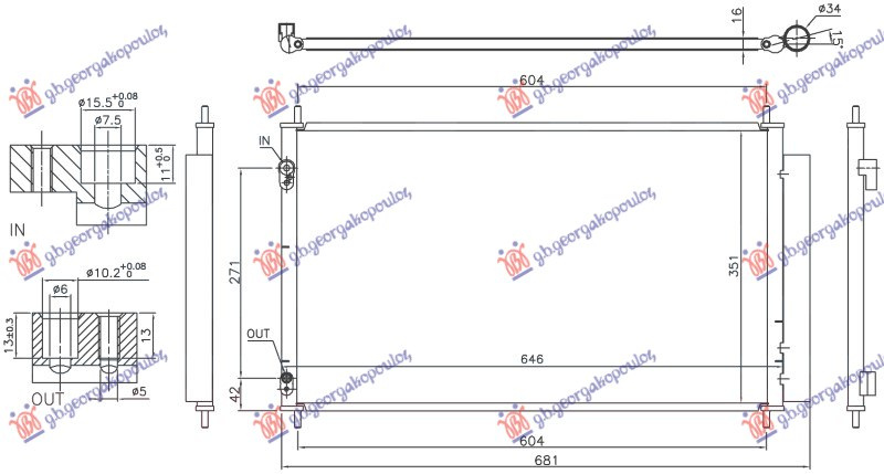 Hladnjak klime 1.5 hibrid benzin (600x355x16) (KOYO)