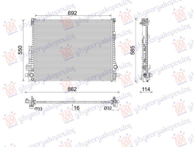 Hladnjak motora 2.0 benzin/hibrid (690x551) (NRF)