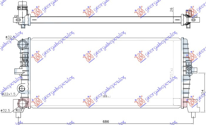 Hladnjak motora 1.0 TSI benzin (590x260x26) (NRF)