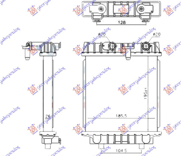 Dodatni hladnjak motora 2.0 TFSI benzin (195x190x26) (NRF)