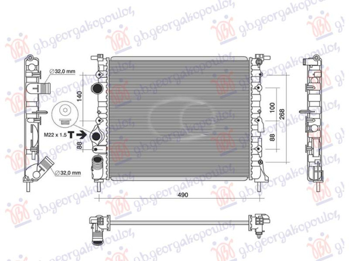 Hladnjak motora za benzin bez klime (430x380) bez pumpe (NRF)