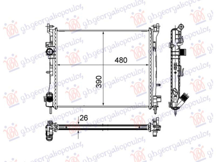 Hladnjak motora 1.5 dCi dizel 2003- (480x414x270) 74kW (NRF)