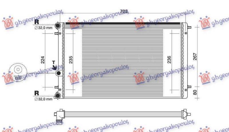 Hladnjak motora 1.4-1.6 benzin/1.9 TDI dizel (650x378) (NRF)
