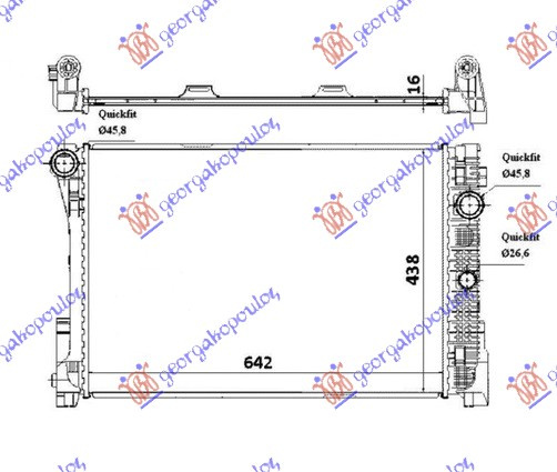 Hladnjak motora 1.8-2.5-3.0 benzin - 2.2 CDI dizel (640x450x26) (NRF)
