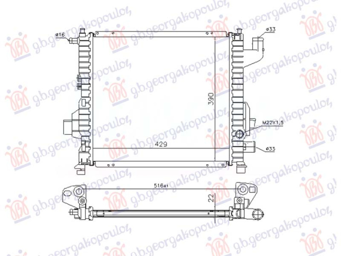 Hladnjak motora 1.1/1.2 benzin sa klimom (430x395) (NRF)