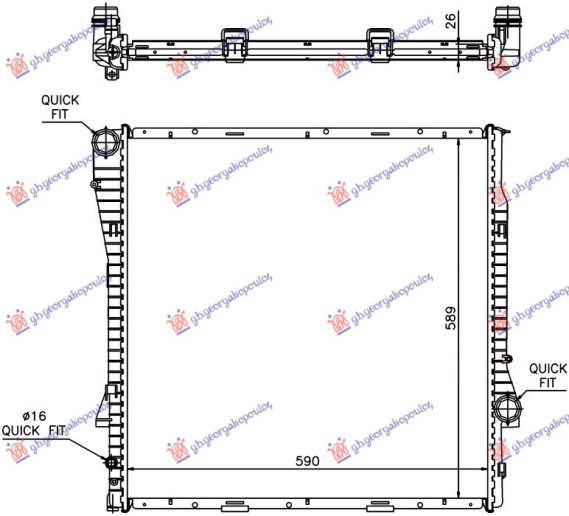 Hladnjak motora 3.0 benzin/dizel. automatski (590x600x24) (NRF)