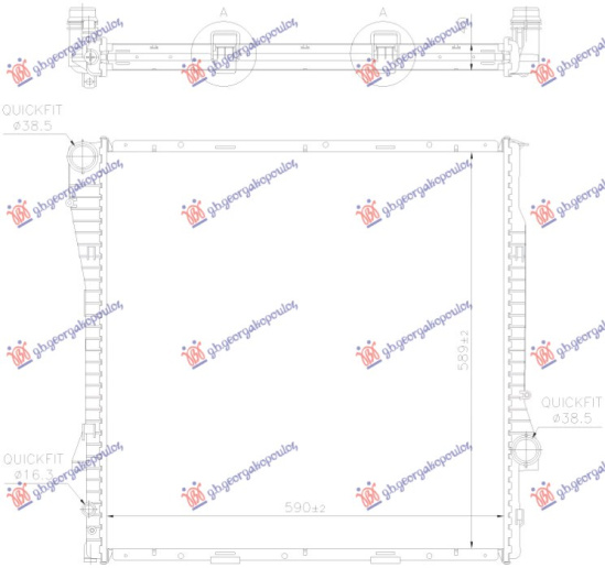 Hladnjak motora 4.4-4.6-4.8 benzin/dizel. automatski (590x600x40) (NRF)