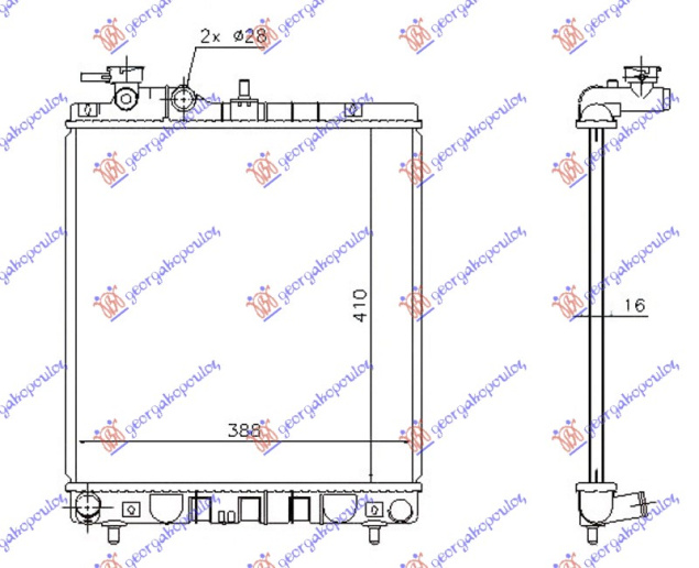 Hladnjak motora 1.1 benzin sa/bez klime (410x395) (NRF)